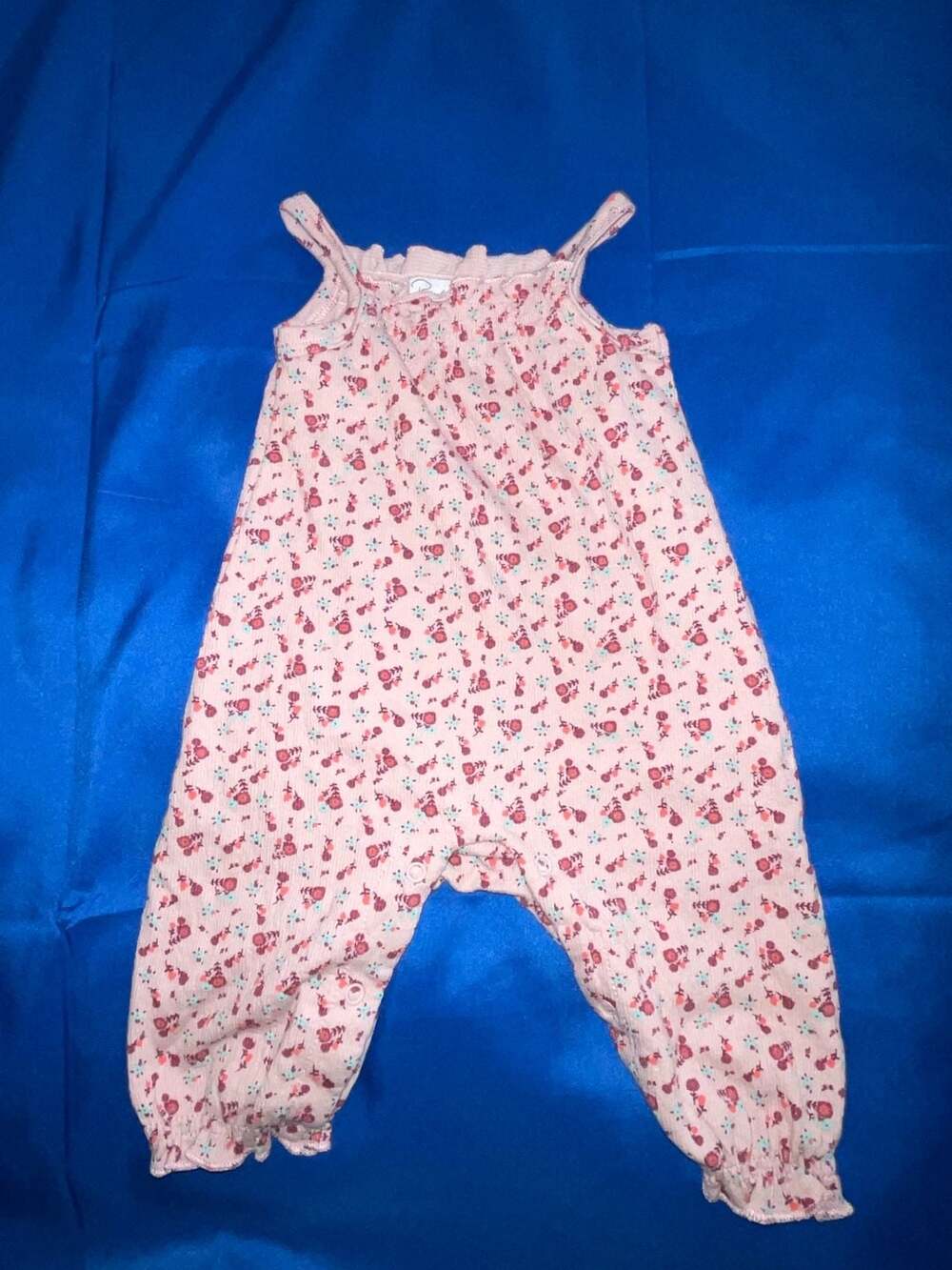Sz 3-6M René Rofé Baby Floral Ribbed Sleeveless Romper Jumpsuit